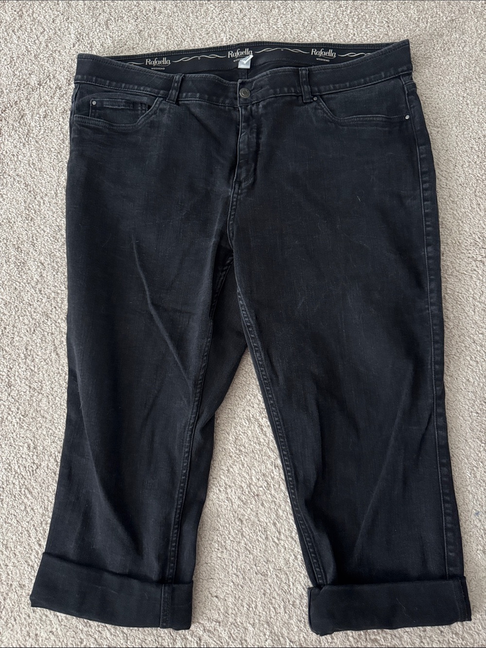 Rafaella Black Cropped Roll‑Cuff Jeans